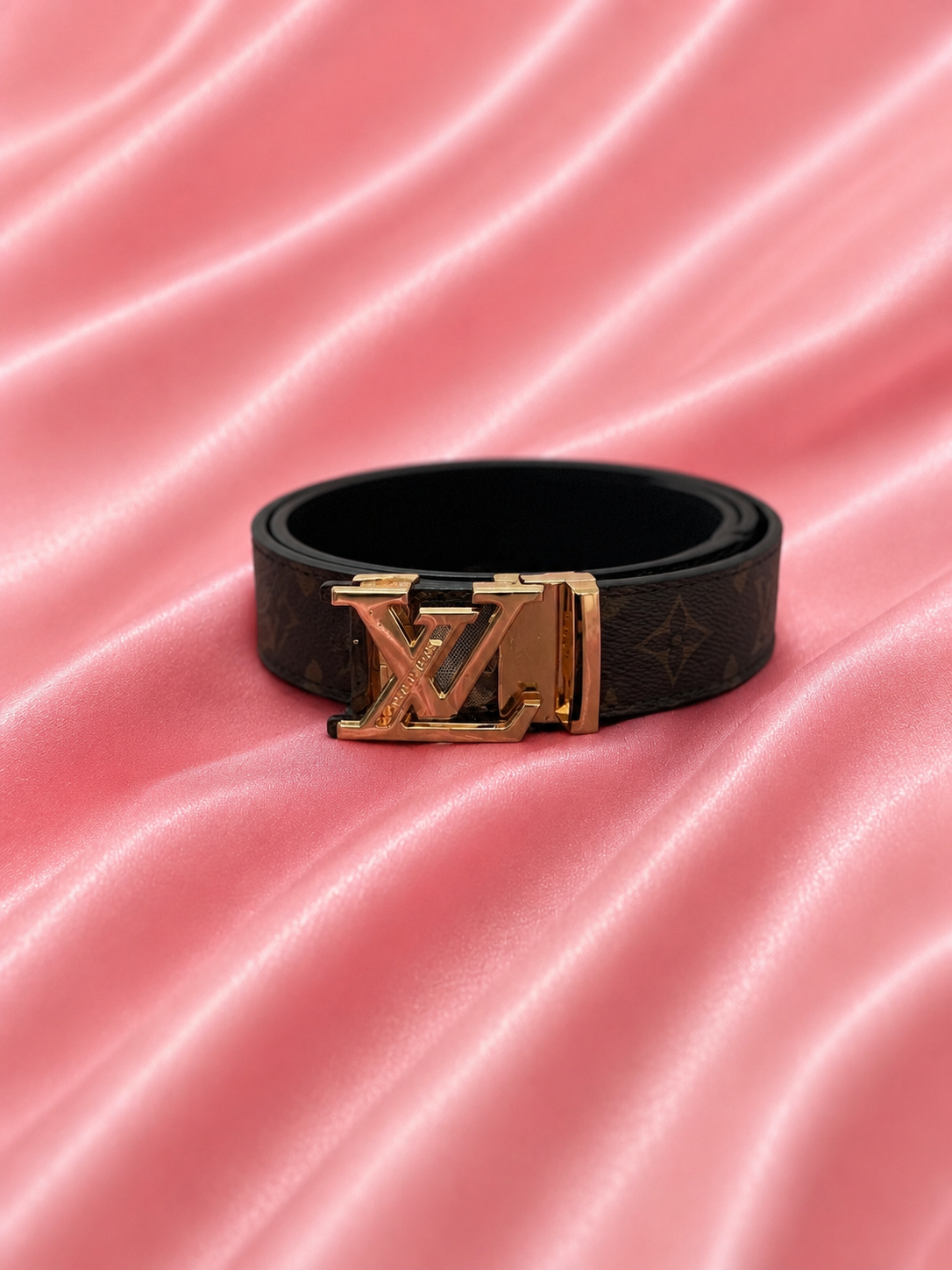 LV Gold Buckle Monogrammed Belt