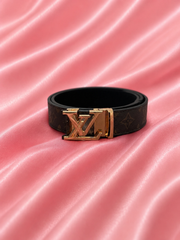 LV Gold Buckle Monogrammed Belt