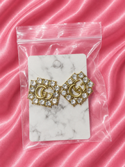 GG Large Monogrammed Diamond Studs